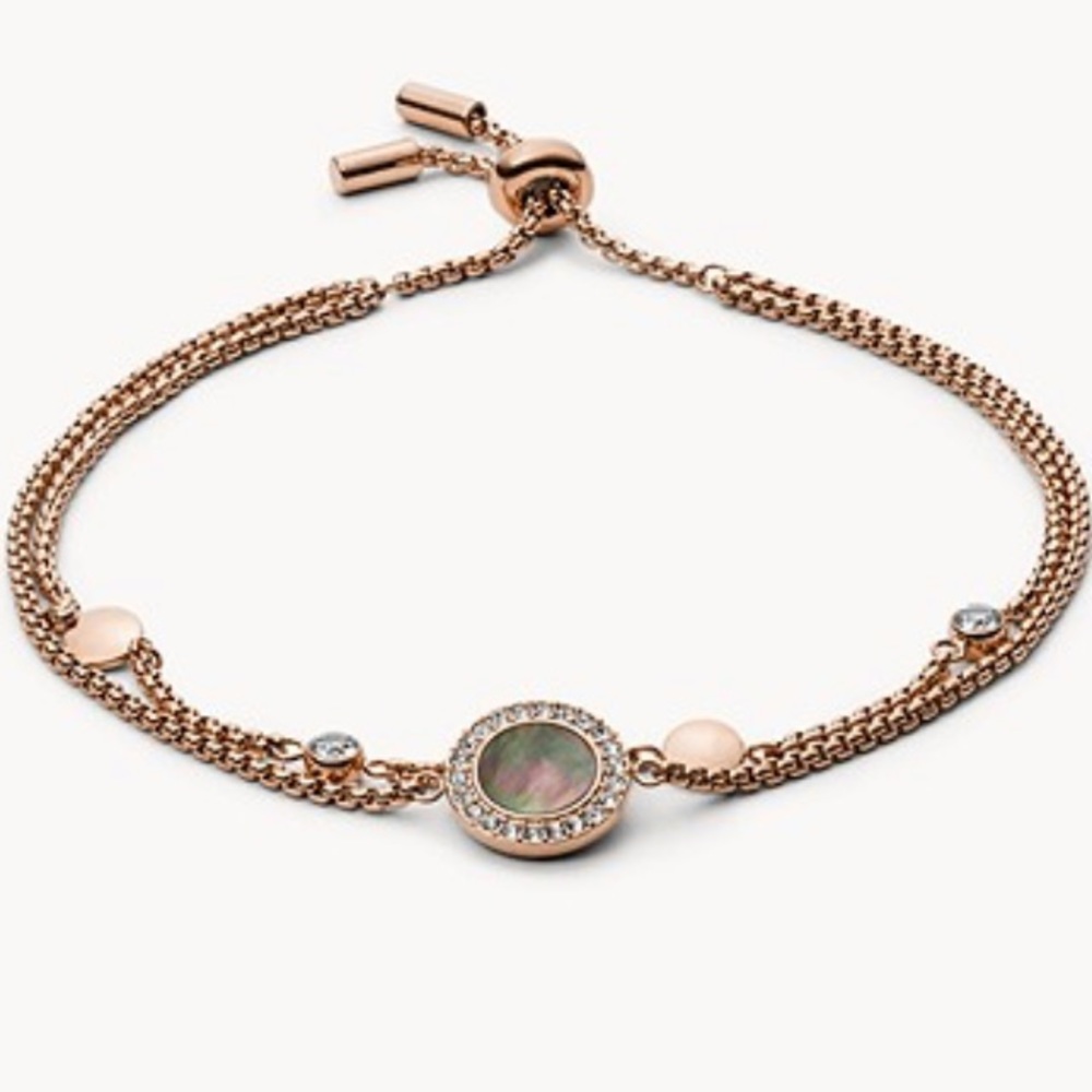 NWT FOSSIL ROSE GOLD DOUBLE STRAND BRACELET!